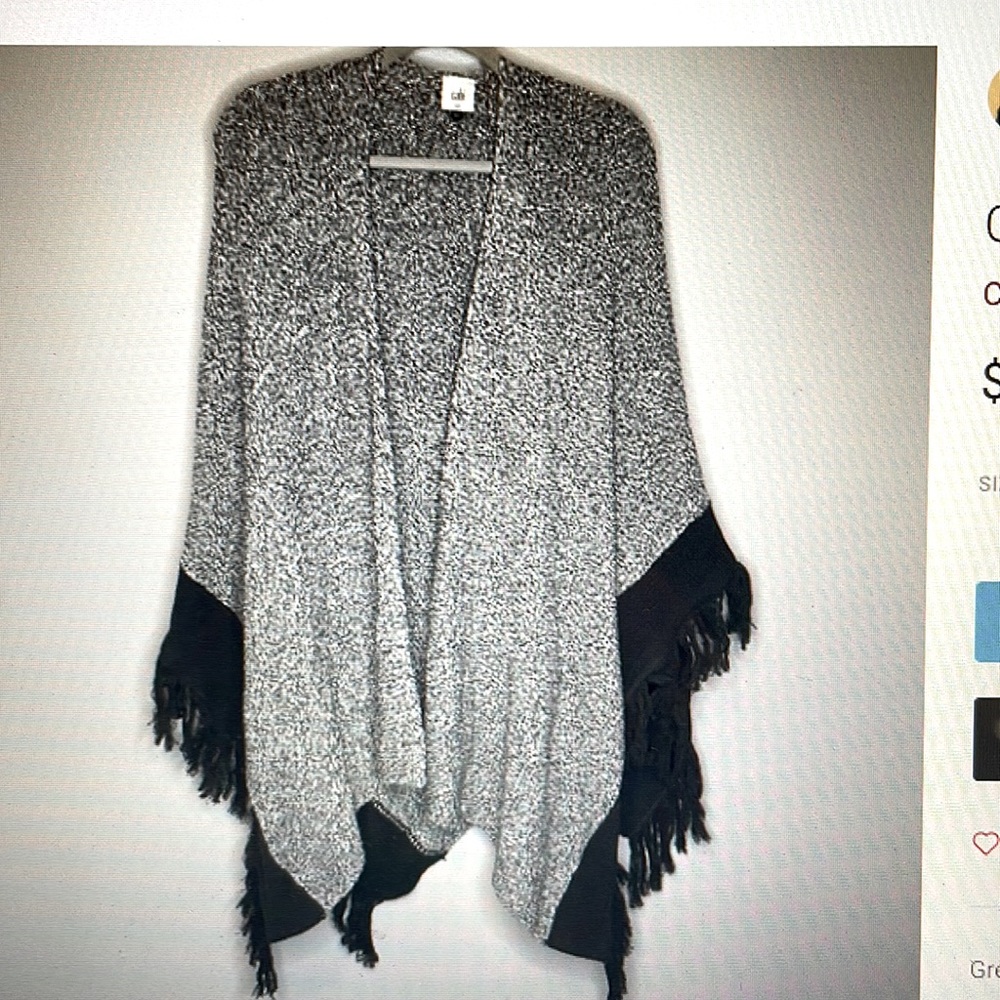 CABI oversized pepper Shawl Wrap with Fringe